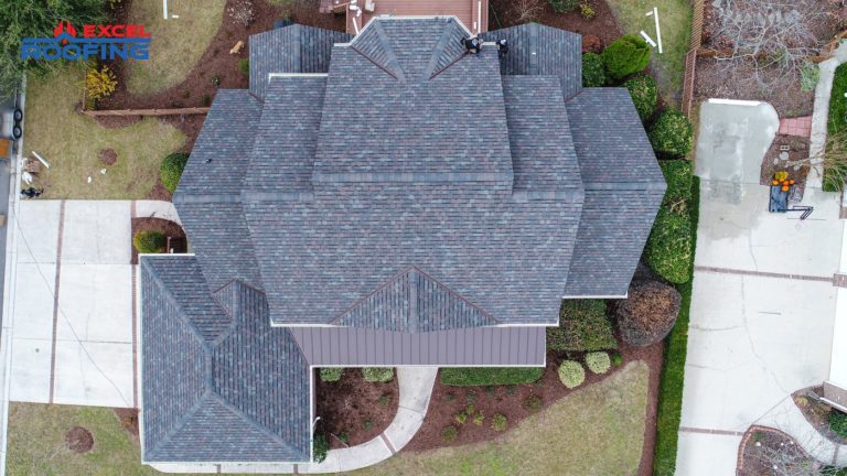 GAF Camelot shingle roof with metal accents in Wilmington, NC.