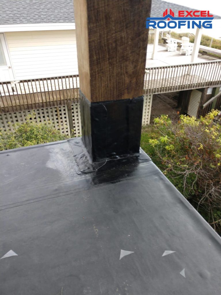 Black EPDM roof deck details in Wilmington, NC.