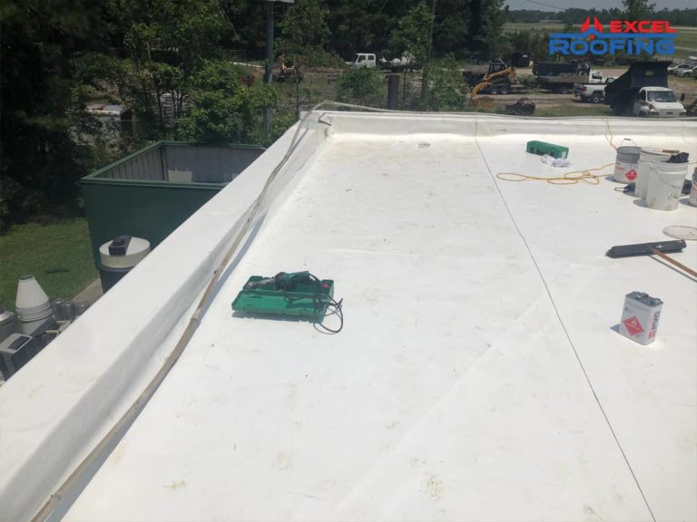 Flat TPO roof replacement in Wilmington, NC.