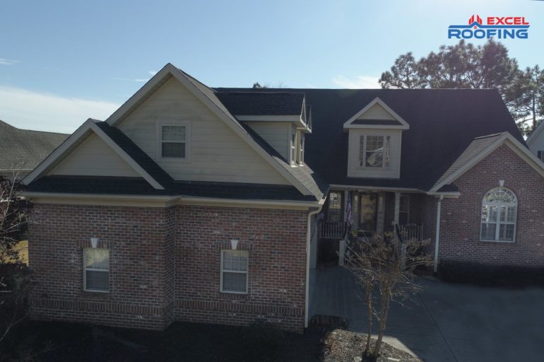 Front view of black architectural shingle roof in Wilmington, NC.