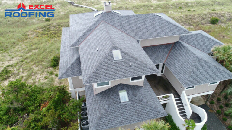 Shingle roof replacement with five skylights in Figure Eight, Wilmington, NC.