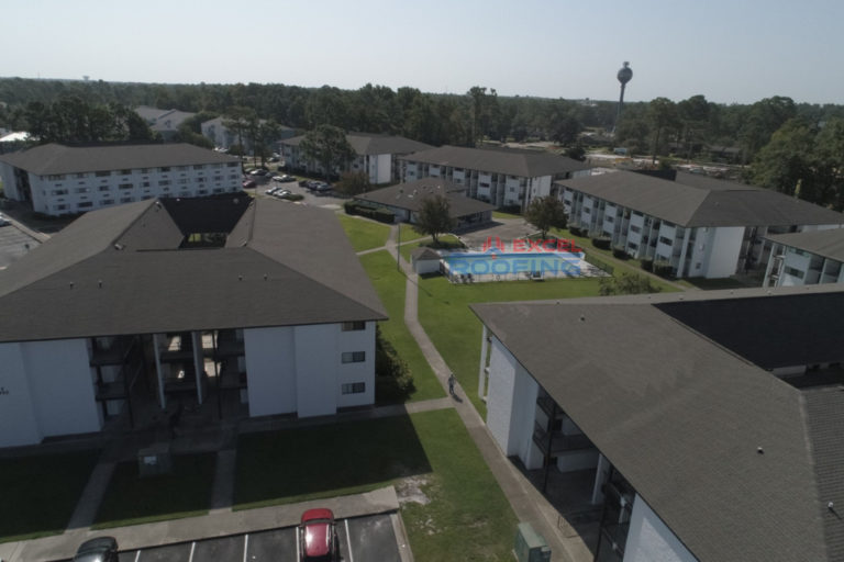 New shingle roofs on apartment complex in Wilmington, NC.