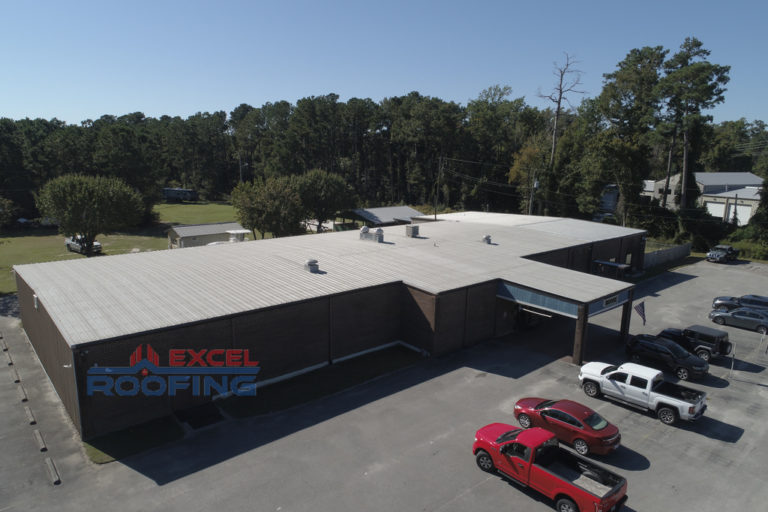 New commercial metal roof installed on a building in Wilmington, NC.