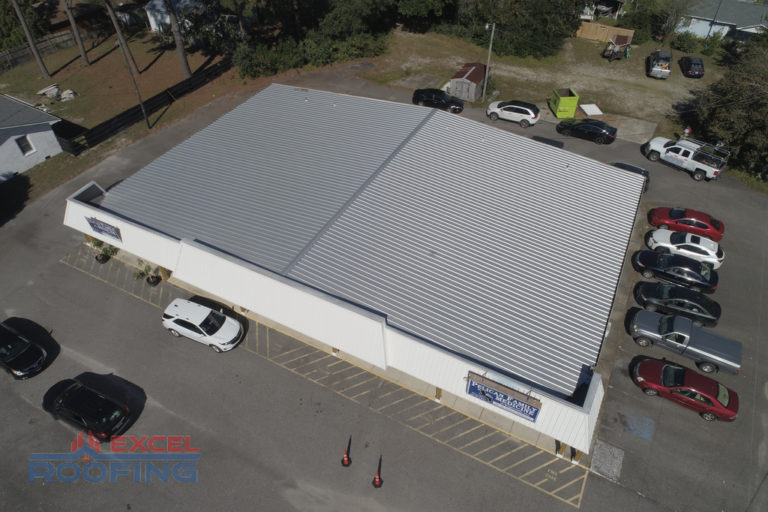 New metal roof installed on an office building in Wilmington, NC.