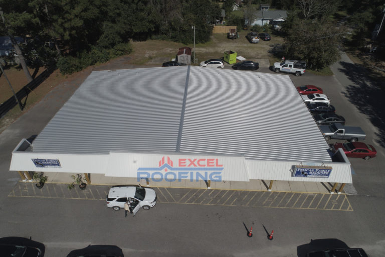 Metal roof replaced on an office building in Wilmington, NC.