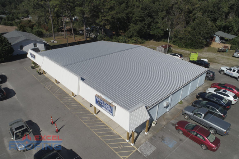 Metal roof replaced on an office building in Wilmington, NC.