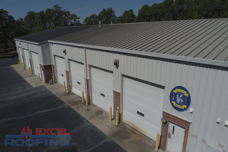 Metal roof installed by Excel Roofing Company on the fire station in St. James, Southport, NC, showcasing durability and weather-resistant design.