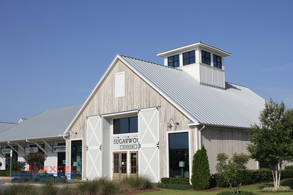 Metal roof installed on new construction at Sugarwood Center in Wilmington, NC.