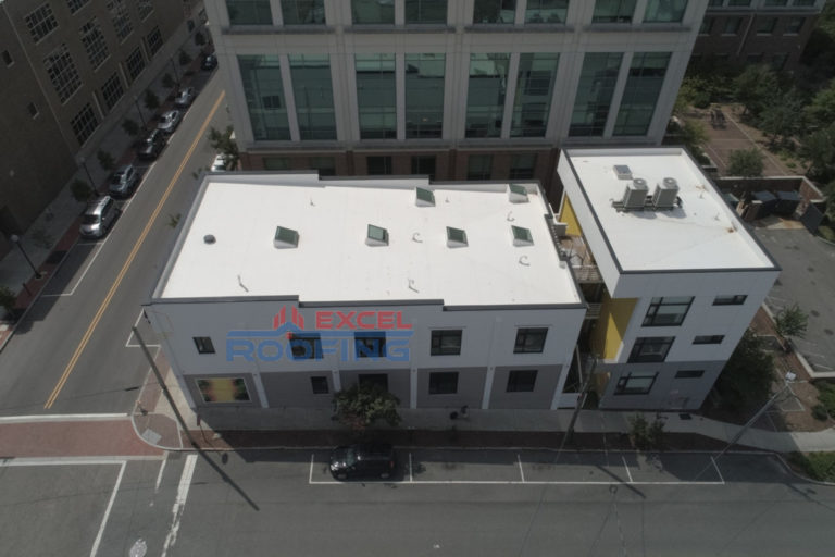 Flat TPO roof installed on an apartment building in Wilmington, NC.